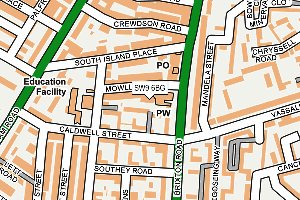 SW9 6BG map - OS OpenMap – Local (Ordnance Survey) SW9 6BG map - OS OpenMap – Local (Ordnance Survey)