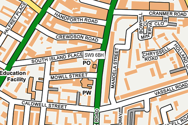 SW9 6BH map - OS OpenMap – Local (Ordnance Survey) SW9 6BH map - OS OpenMap – Local (Ordnance Survey)