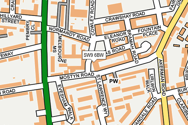 SW9 6BW map - OS OpenMap – Local (Ordnance Survey) SW9 6BW map - OS OpenMap – Local (Ordnance Survey)