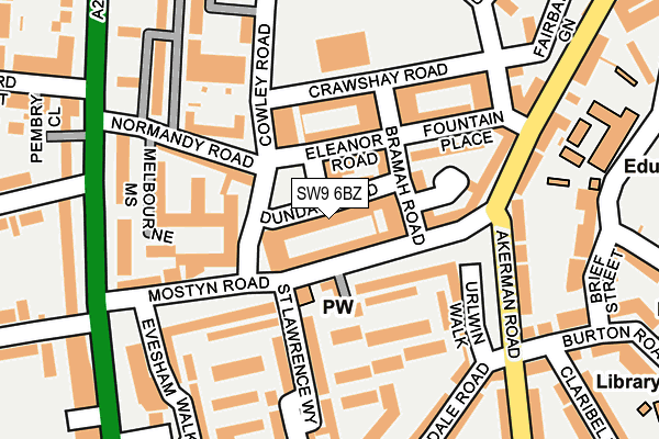 SW9 6BZ map - OS OpenMap – Local (Ordnance Survey) SW9 6BZ map - OS OpenMap – Local (Ordnance Survey)