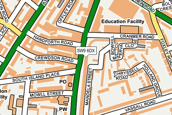 SW9 6DX map - OS OpenMap – Local (Ordnance Survey) SW9 6DX map - OS OpenMap – Local (Ordnance Survey)