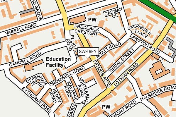 SW9 6FY map - OS OpenMap – Local (Ordnance Survey) SW9 6FY map - OS OpenMap – Local (Ordnance Survey)