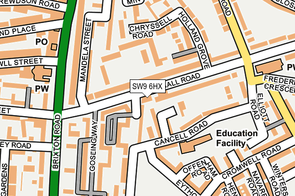 SW9 6HX map - OS OpenMap – Local (Ordnance Survey) SW9 6HX map - OS OpenMap – Local (Ordnance Survey)