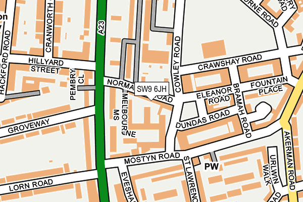 SW9 6JH map - OS OpenMap – Local (Ordnance Survey) SW9 6JH map - OS OpenMap – Local (Ordnance Survey)