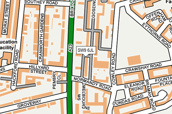 SW9 6JL map - OS OpenMap – Local (Ordnance Survey) SW9 6JL map - OS OpenMap – Local (Ordnance Survey)