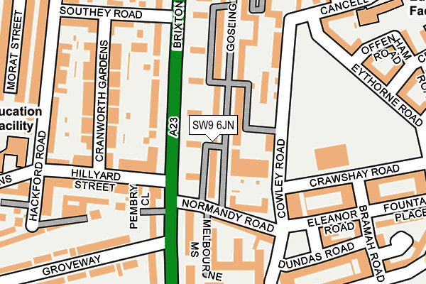 SW9 6JN map - OS OpenMap – Local (Ordnance Survey) SW9 6JN map - OS OpenMap – Local (Ordnance Survey)