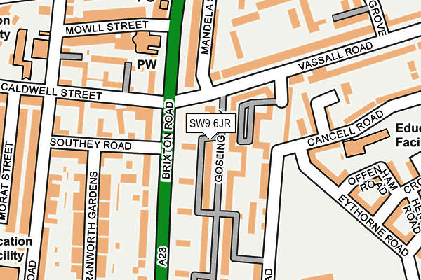 SW9 6JR map - OS OpenMap – Local (Ordnance Survey) SW9 6JR map - OS OpenMap – Local (Ordnance Survey)