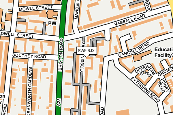 SW9 6JX map - OS OpenMap – Local (Ordnance Survey) SW9 6JX map - OS OpenMap – Local (Ordnance Survey)