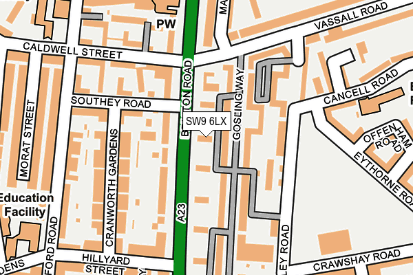 SW9 6LX map - OS OpenMap – Local (Ordnance Survey) SW9 6LX map - OS OpenMap – Local (Ordnance Survey)
