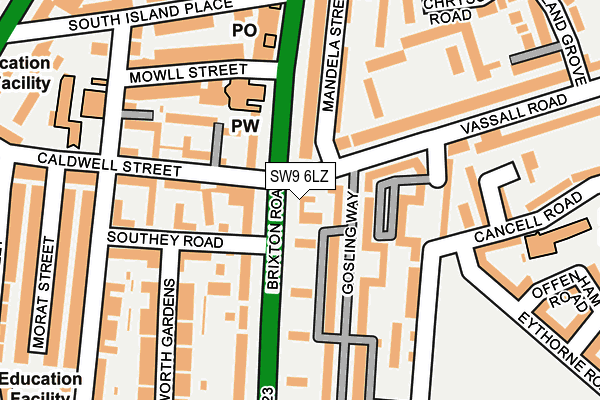 SW9 6LZ map - OS OpenMap – Local (Ordnance Survey) SW9 6LZ map - OS OpenMap – Local (Ordnance Survey)