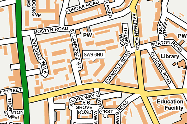 SW9 6NU map - OS OpenMap – Local (Ordnance Survey) SW9 6NU map - OS OpenMap – Local (Ordnance Survey)