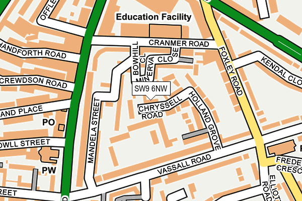 SW9 6NW map - OS OpenMap – Local (Ordnance Survey) SW9 6NW map - OS OpenMap – Local (Ordnance Survey)