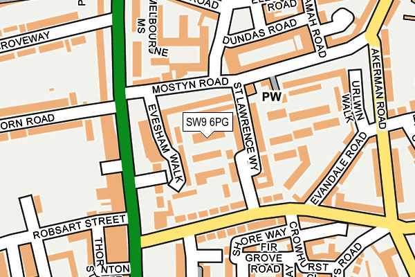 SW9 6PG map - OS OpenMap – Local (Ordnance Survey) SW9 6PG map - OS OpenMap – Local (Ordnance Survey)