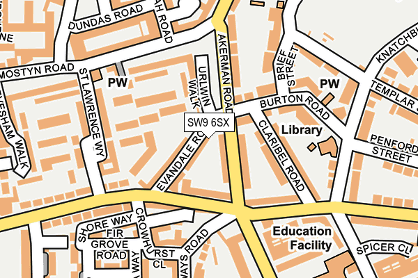 SW9 6SX map - OS OpenMap – Local (Ordnance Survey) SW9 6SX map - OS OpenMap – Local (Ordnance Survey)