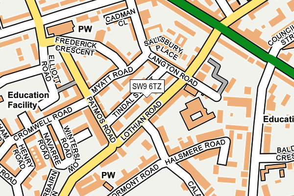 SW9 6TZ map - OS OpenMap – Local (Ordnance Survey) SW9 6TZ map - OS OpenMap – Local (Ordnance Survey)