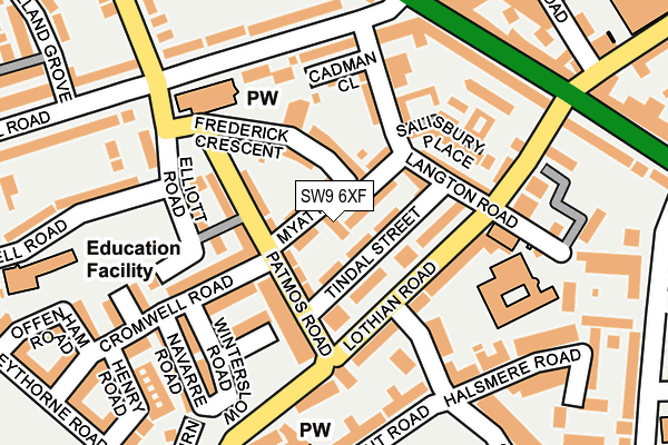 SW9 6XF map - OS OpenMap – Local (Ordnance Survey) SW9 6XF map - OS OpenMap – Local (Ordnance Survey)