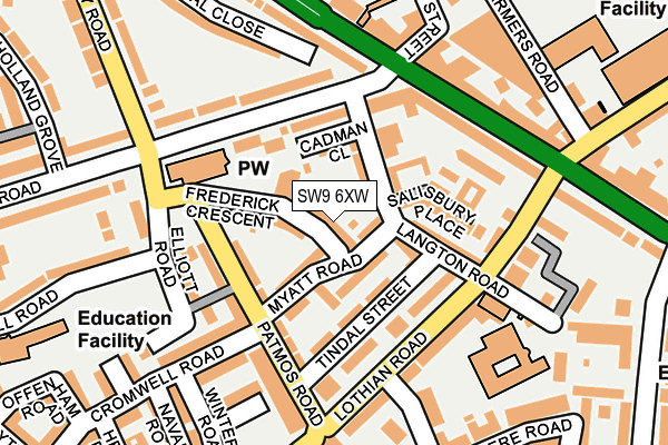 SW9 6XW map - OS OpenMap – Local (Ordnance Survey) SW9 6XW map - OS OpenMap – Local (Ordnance Survey)