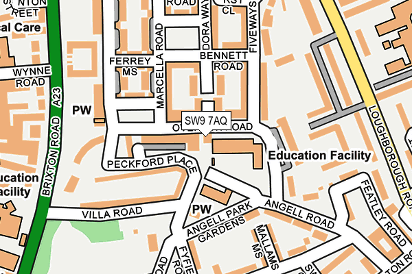 SW9 7AQ map - OS OpenMap – Local (Ordnance Survey) SW9 7AQ map - OS OpenMap – Local (Ordnance Survey)