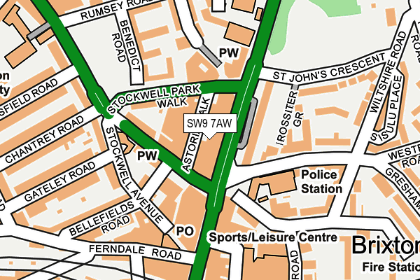 SW9 7AW map - OS OpenMap – Local (Ordnance Survey)