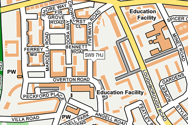 SW9 7HJ map - OS OpenMap – Local (Ordnance Survey) SW9 7HJ map - OS OpenMap – Local (Ordnance Survey)