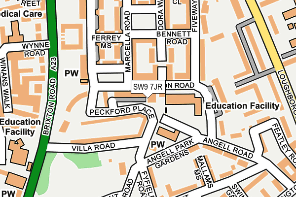 SW9 7JR map - OS OpenMap – Local (Ordnance Survey) SW9 7JR map - OS OpenMap – Local (Ordnance Survey)