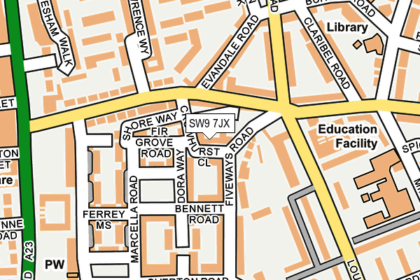 SW9 7JX map - OS OpenMap – Local (Ordnance Survey) SW9 7JX map - OS OpenMap – Local (Ordnance Survey)