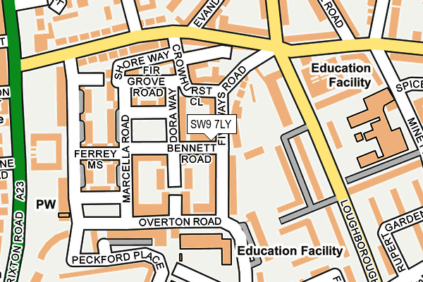 SW9 7LY map - OS OpenMap – Local (Ordnance Survey) SW9 7LY map - OS OpenMap – Local (Ordnance Survey)