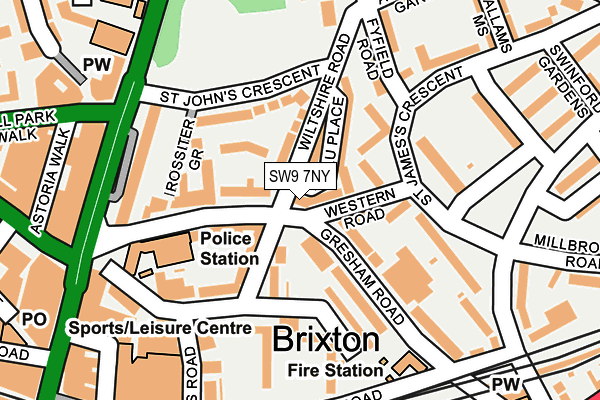 SW9 7NY map - OS OpenMap – Local (Ordnance Survey) SW9 7NY map - OS OpenMap – Local (Ordnance Survey)