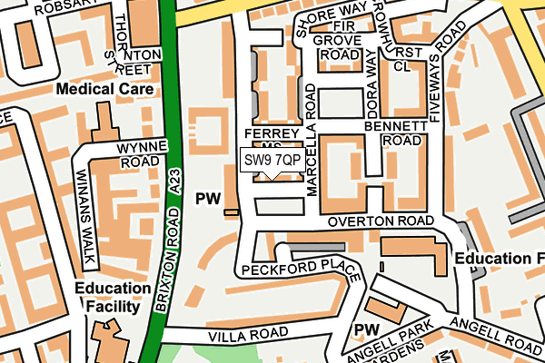 SW9 7QP map - OS OpenMap – Local (Ordnance Survey) SW9 7QP map - OS OpenMap – Local (Ordnance Survey)
