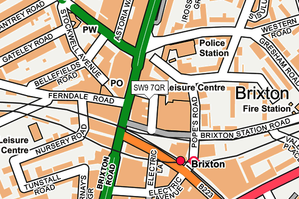 SW9 7QR map - OS OpenMap – Local (Ordnance Survey) SW9 7QR map - OS OpenMap – Local (Ordnance Survey)
