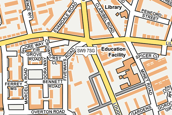 SW9 7SG map - OS OpenMap – Local (Ordnance Survey) SW9 7SG map - OS OpenMap – Local (Ordnance Survey)