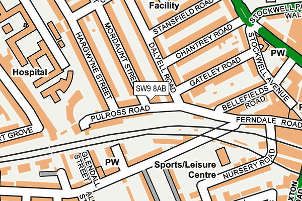 SW9 8AB map - OS OpenMap – Local (Ordnance Survey) SW9 8AB map - OS OpenMap – Local (Ordnance Survey)