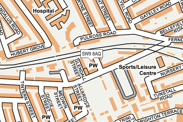SW9 8AQ map - OS OpenMap – Local (Ordnance Survey) SW9 8AQ map - OS OpenMap – Local (Ordnance Survey)