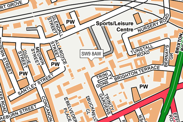 SW9 8AW map - OS OpenMap – Local (Ordnance Survey) SW9 8AW map - OS OpenMap – Local (Ordnance Survey)