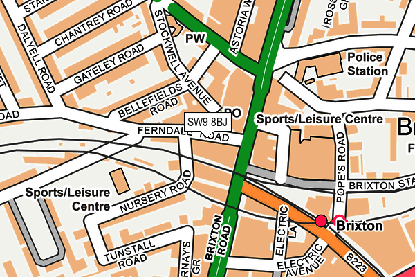 SW9 8BJ map - OS OpenMap – Local (Ordnance Survey) SW9 8BJ map - OS OpenMap – Local (Ordnance Survey)