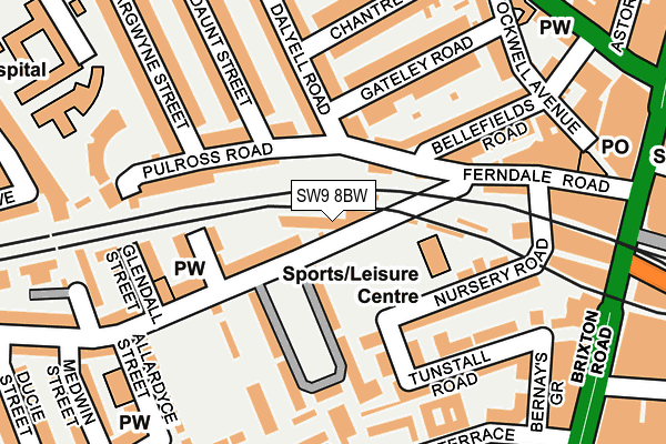 SW9 8BW map - OS OpenMap – Local (Ordnance Survey) SW9 8BW map - OS OpenMap – Local (Ordnance Survey)