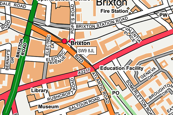 SW9 8JL map - OS OpenMap – Local (Ordnance Survey) SW9 8JL map - OS OpenMap – Local (Ordnance Survey)