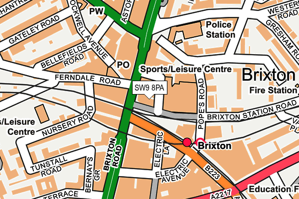 SW9 8PA map - OS OpenMap – Local (Ordnance Survey) SW9 8PA map - OS OpenMap – Local (Ordnance Survey)