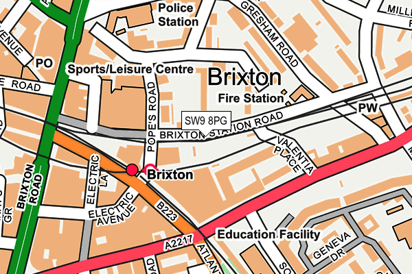 SW9 8PG map - OS OpenMap – Local (Ordnance Survey) SW9 8PG map - OS OpenMap – Local (Ordnance Survey)