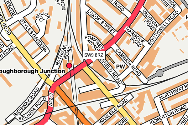 SW9 8RZ map - OS OpenMap – Local (Ordnance Survey) SW9 8RZ map - OS OpenMap – Local (Ordnance Survey)