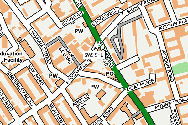 SW9 9HU map - OS OpenMap – Local (Ordnance Survey) SW9 9HU map - OS OpenMap – Local (Ordnance Survey)