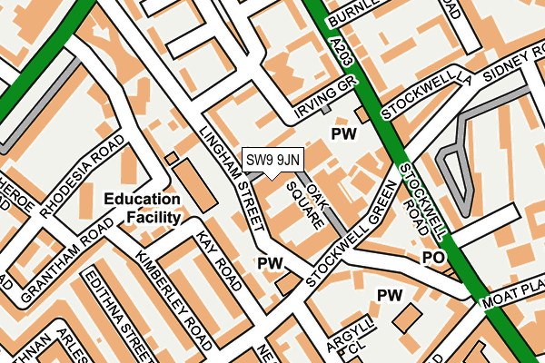 SW9 9JN map - OS OpenMap – Local (Ordnance Survey) SW9 9JN map - OS OpenMap – Local (Ordnance Survey)