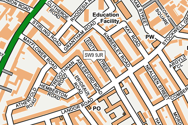 SW9 9JR map - OS OpenMap – Local (Ordnance Survey) SW9 9JR map - OS OpenMap – Local (Ordnance Survey)