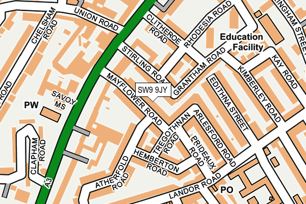 SW9 9JY map - OS OpenMap – Local (Ordnance Survey) SW9 9JY map - OS OpenMap – Local (Ordnance Survey)