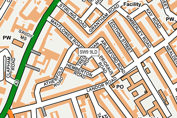 SW9 9LD map - OS OpenMap – Local (Ordnance Survey) SW9 9LD map - OS OpenMap – Local (Ordnance Survey)