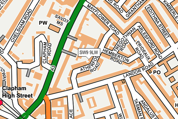 SW9 9LW map - OS OpenMap – Local (Ordnance Survey) SW9 9LW map - OS OpenMap – Local (Ordnance Survey)