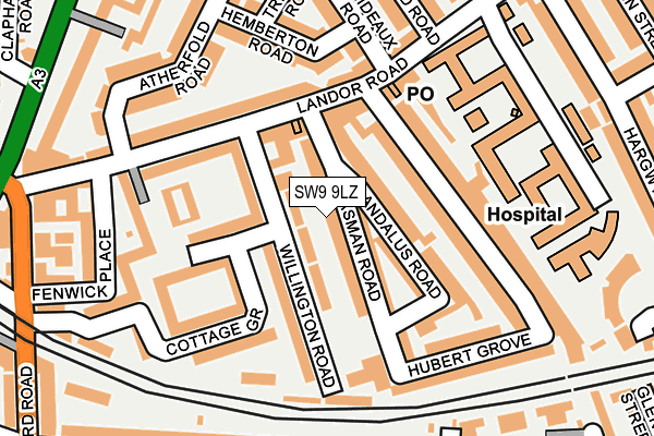SW9 9LZ map - OS OpenMap – Local (Ordnance Survey) SW9 9LZ map - OS OpenMap – Local (Ordnance Survey)