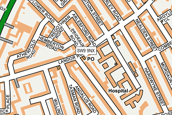 SW9 9NX map - OS OpenMap – Local (Ordnance Survey) SW9 9NX map - OS OpenMap – Local (Ordnance Survey)