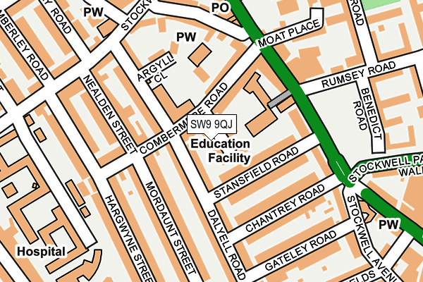 SW9 9QJ map - OS OpenMap – Local (Ordnance Survey) SW9 9QJ map - OS OpenMap – Local (Ordnance Survey)