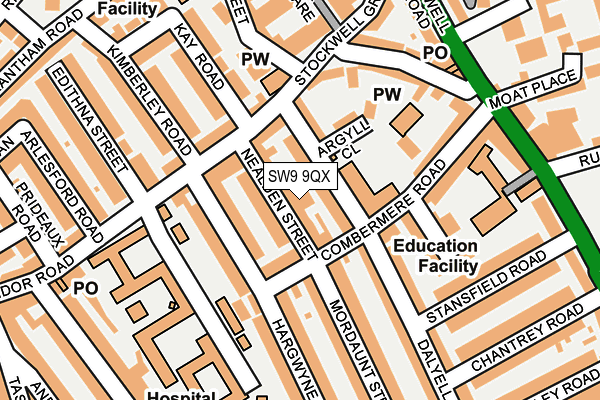 SW9 9QX map - OS OpenMap – Local (Ordnance Survey) SW9 9QX map - OS OpenMap – Local (Ordnance Survey)